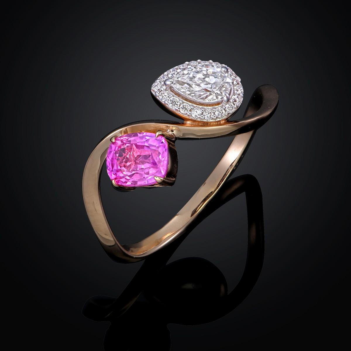 GIT Certified 0.53 Carat Pink Sapphire Ring For Sale 10
