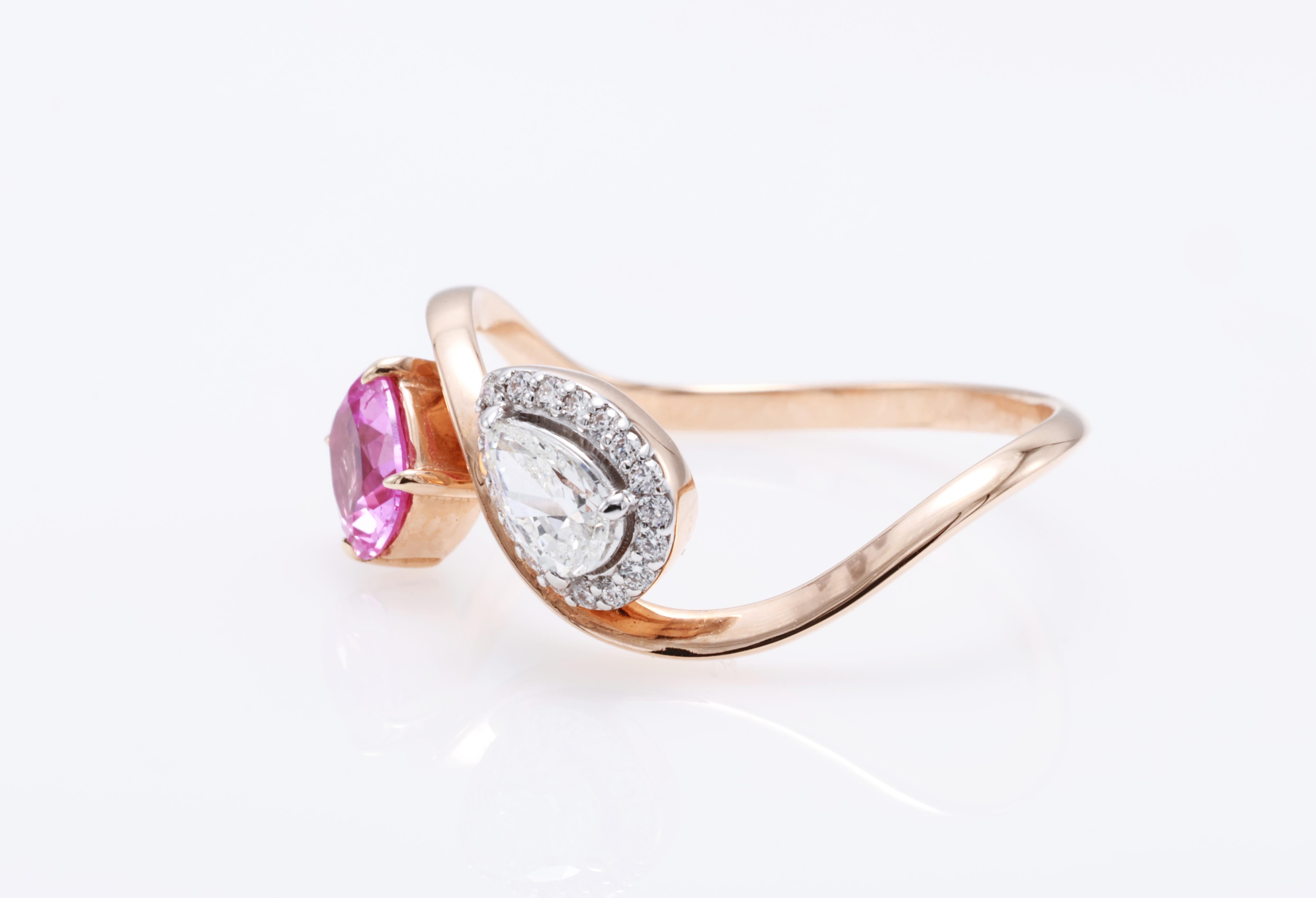 Cushion Cut GIT Certified 0.53 Carat Pink Sapphire Ring For Sale