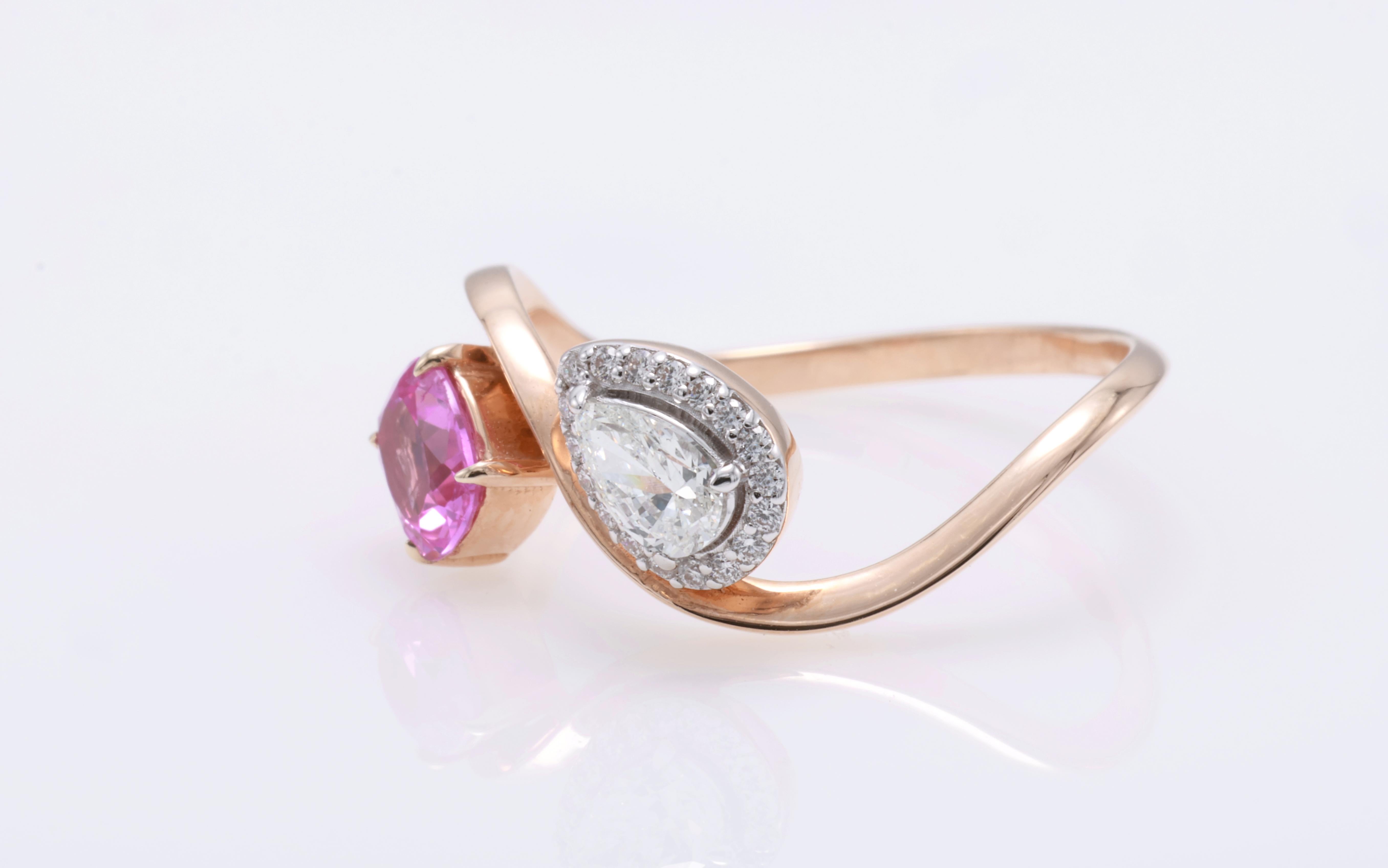 GIT Certified 0.53 Carat Pink Sapphire Ring In New Condition For Sale In บางรัก, TH