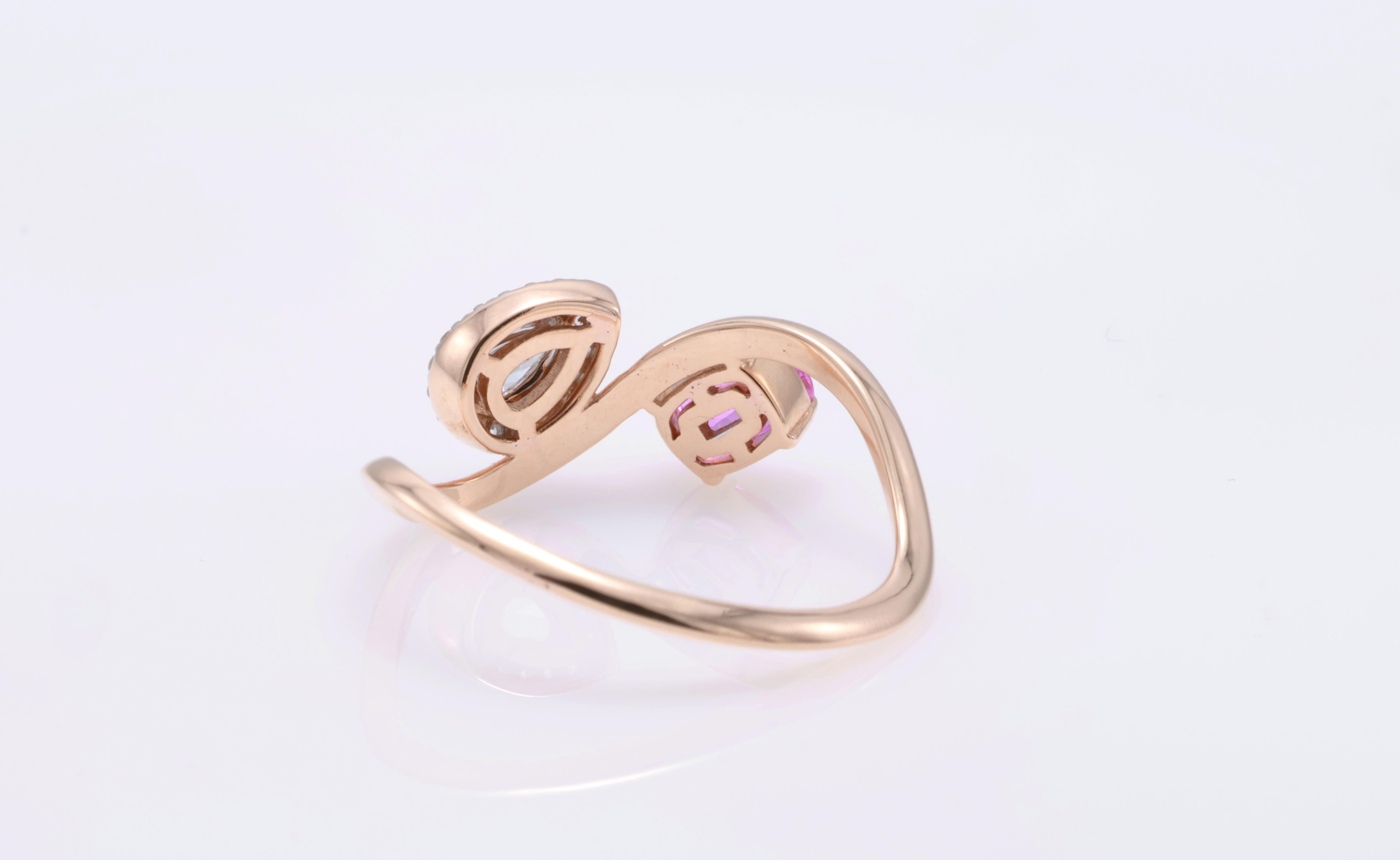 Women's or Men's GIT Certified 0.53 Carat Pink Sapphire Ring For Sale
