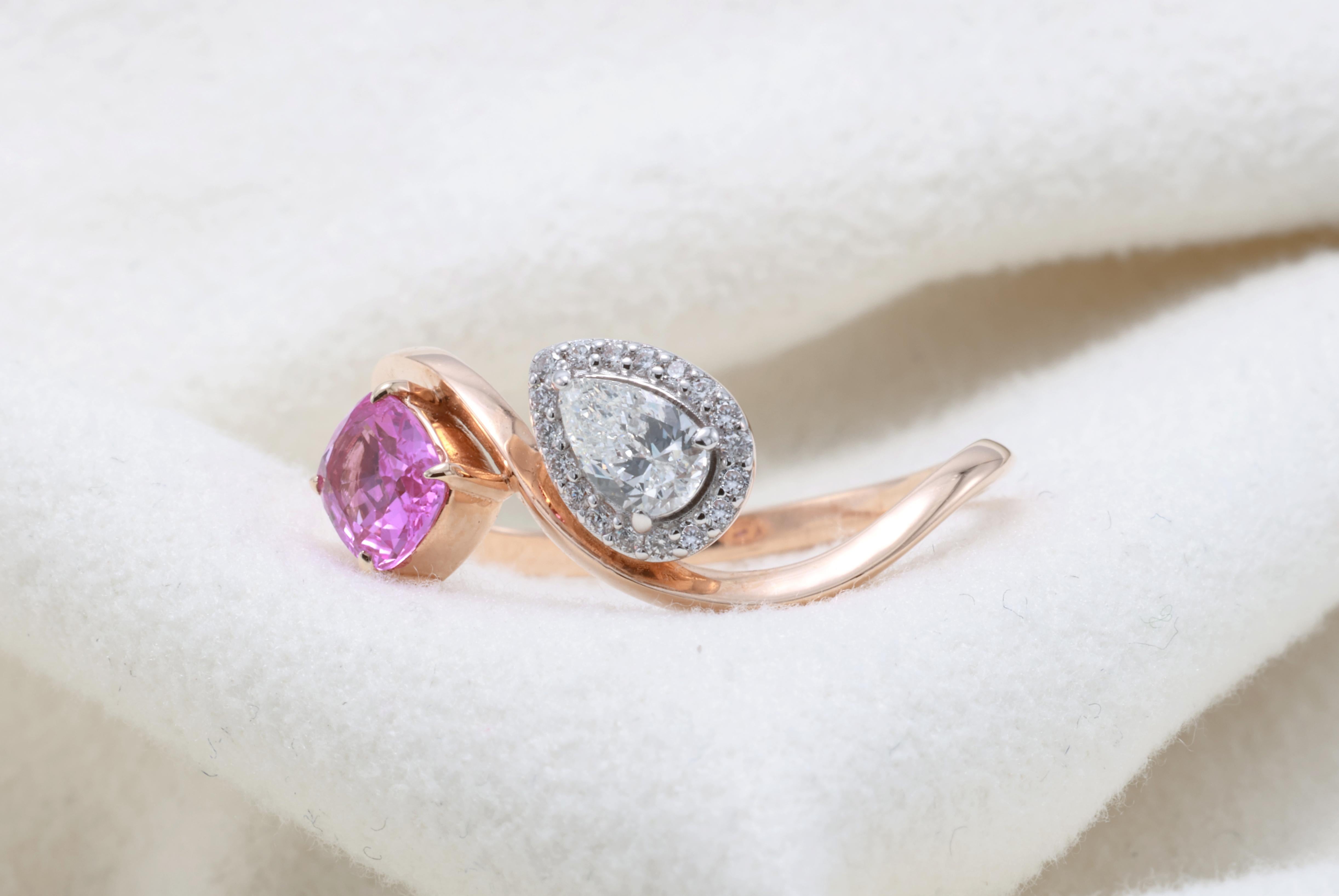 GIT Certified 0.53 Carat Pink Sapphire Ring For Sale 1