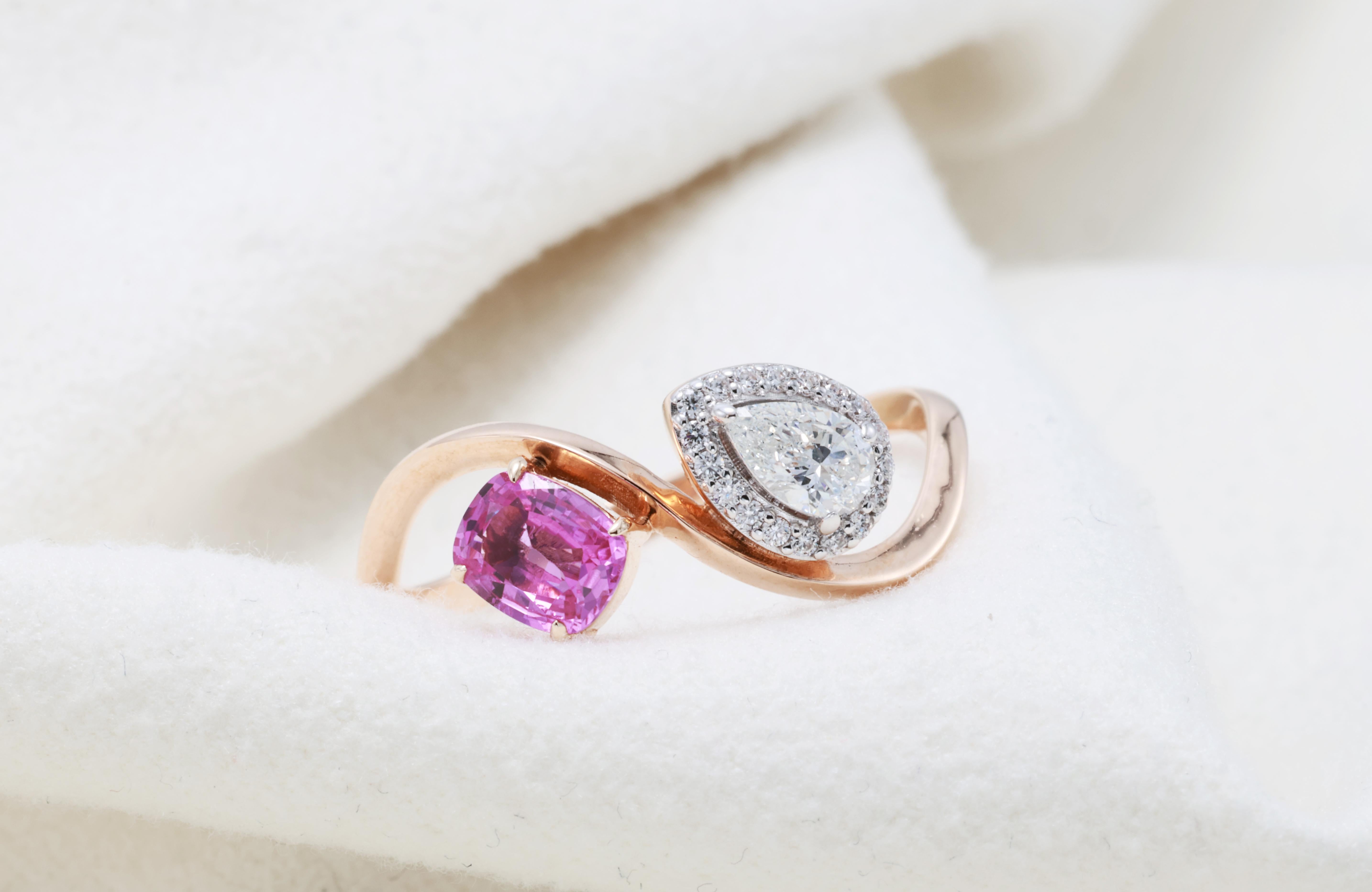 GIT Certified 0.53 Carat Pink Sapphire Ring For Sale 3