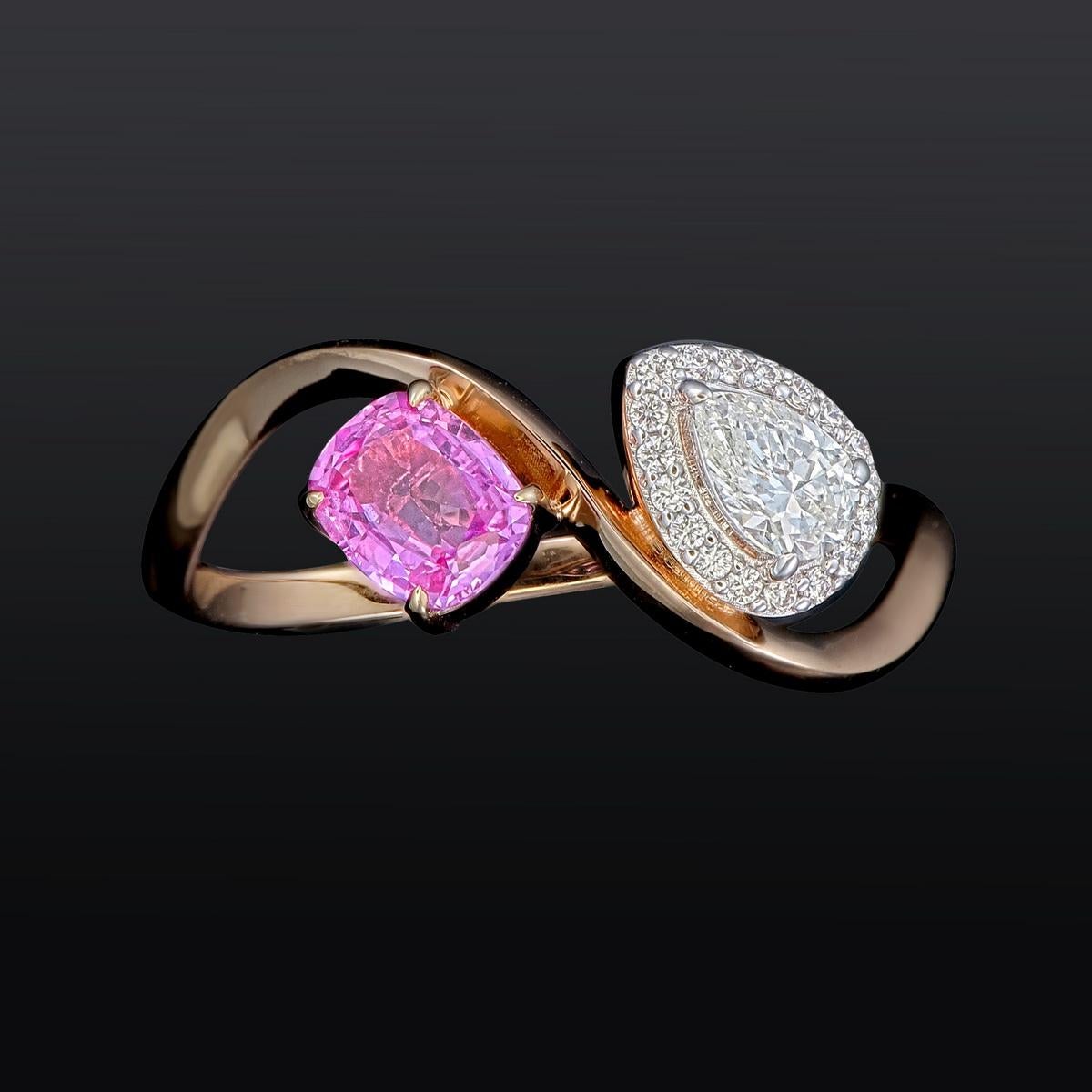 GIT Certified 0.53 Carat Pink Sapphire Ring For Sale 4