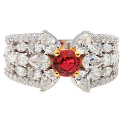 GIT-zertifiziert 0,57 Karat natürlichen Burma Rubin Runde erhitzt Diamant-Ring