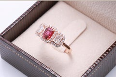 GIT Certified 0.67 Carat Natural Red Ruby Diamond Ring