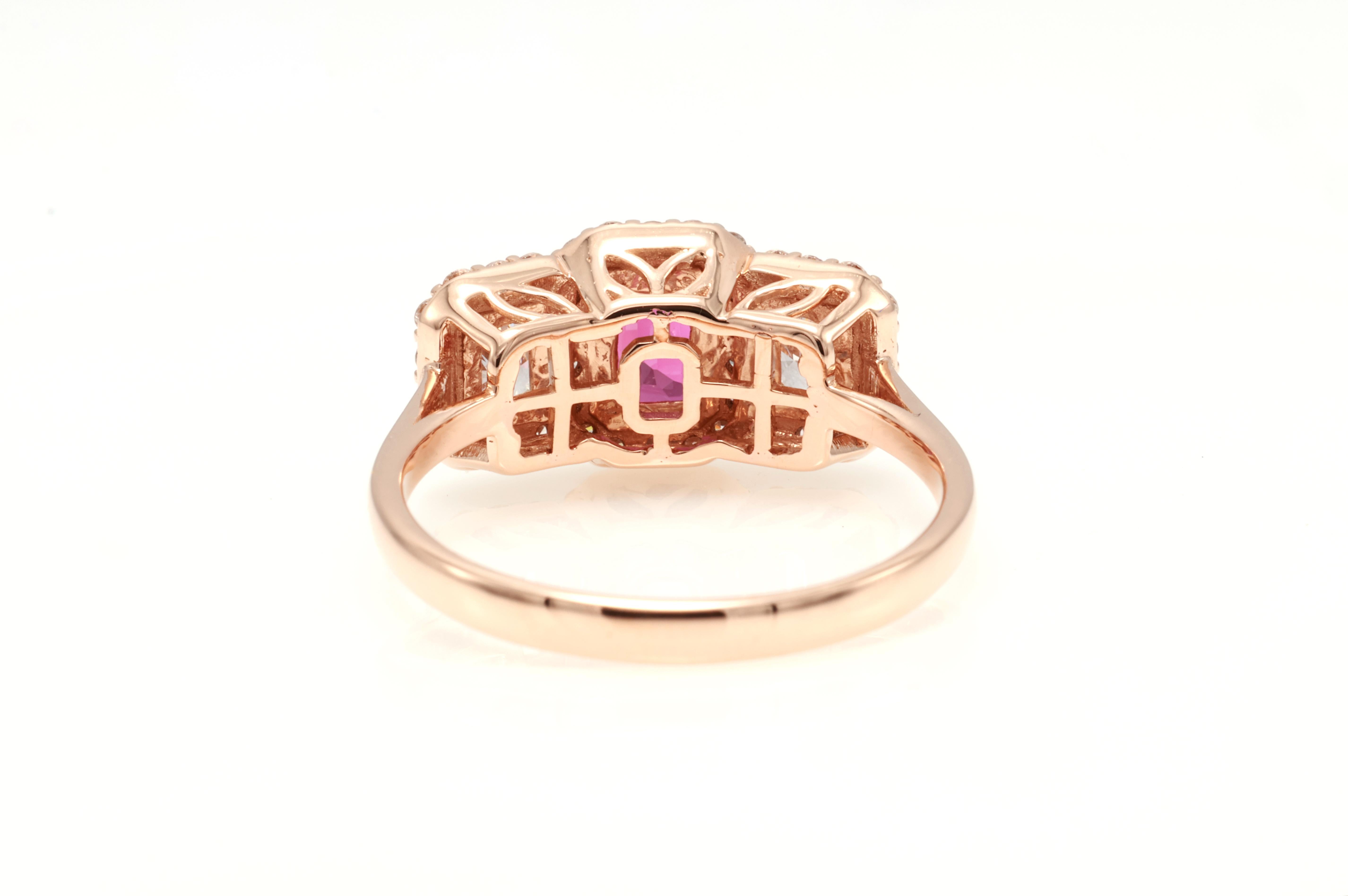 Bague en diamant certifié GIT de 0,67 carat en rubis rouge naturel Neuf - En vente à บางรัก, TH