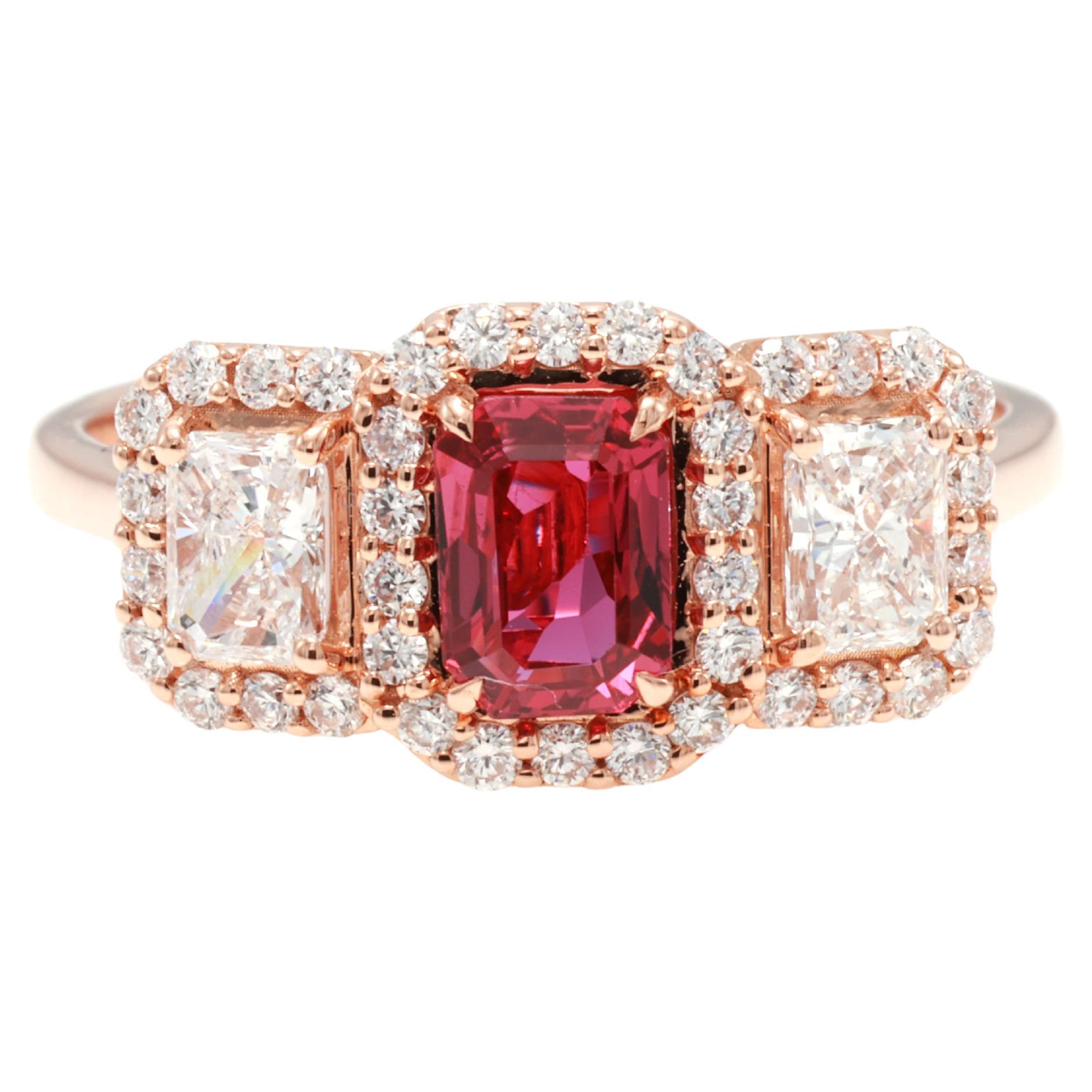 Anello con diamante rosso di rubino naturale certificato GIT da 0,67 carati