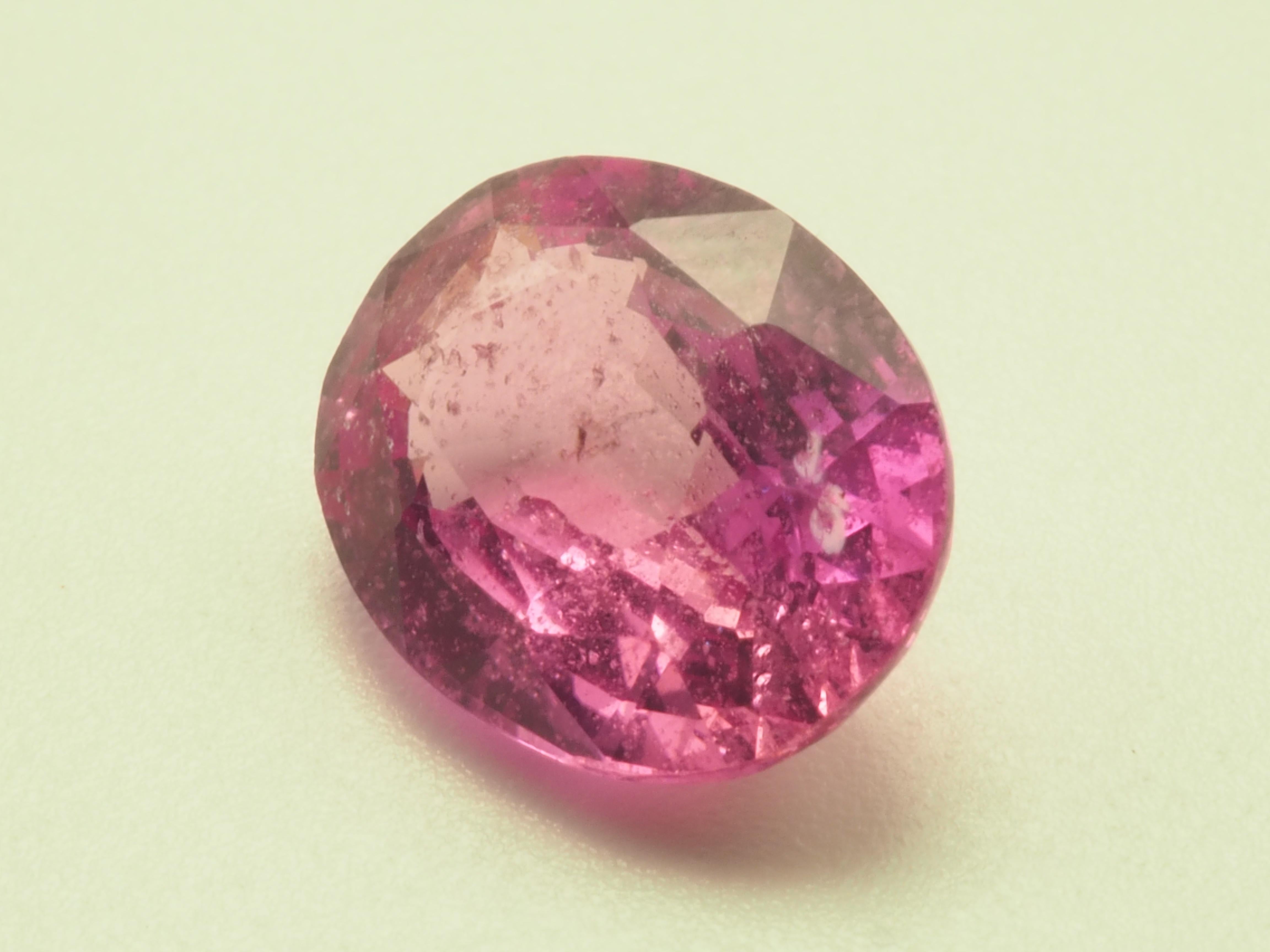 Sapphire fans please do not miss:
This particular pink sapphire has very good hot pink saturated color. The sapphire shape is oval step cut and was polished in Thailand. Some natural inclusions is visible with 10x scope otherwise very hard to see