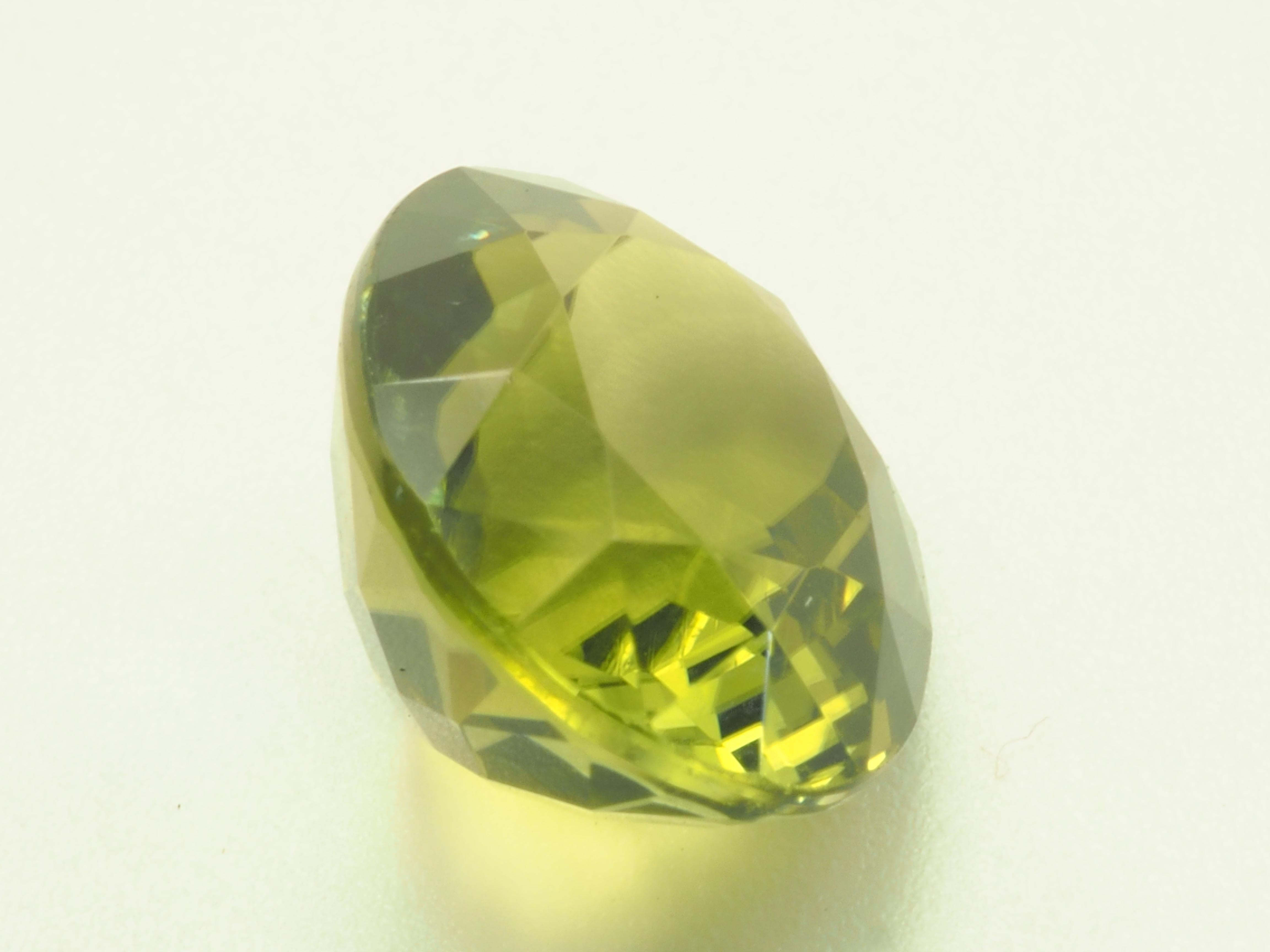 Oval Cut GIT Certified 4.37ct Oval Olive Green Tourmaline, Eye Clean, 11.13x9.12x6.59 mm For Sale