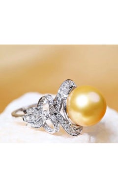 Certified Golden Pearl Diamonds 18K Gold Ring