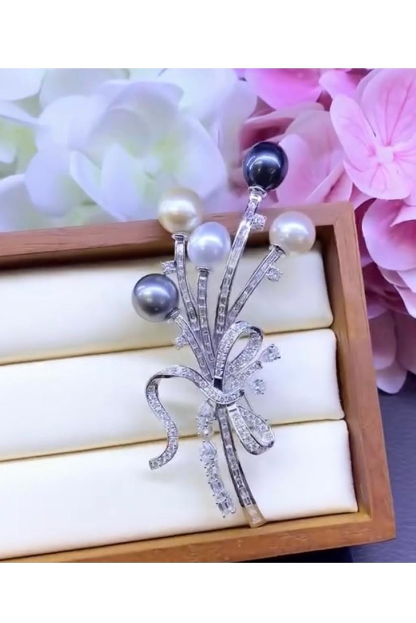 Stunning and Lovely! 
Pearls come with countless creative possibilities and never fail to surprise people.
This amazing Pearls and Diamonds brooch is a masterpiece of craftsmanship. The intricate ART DECO  design , with refined pearls and sparkling