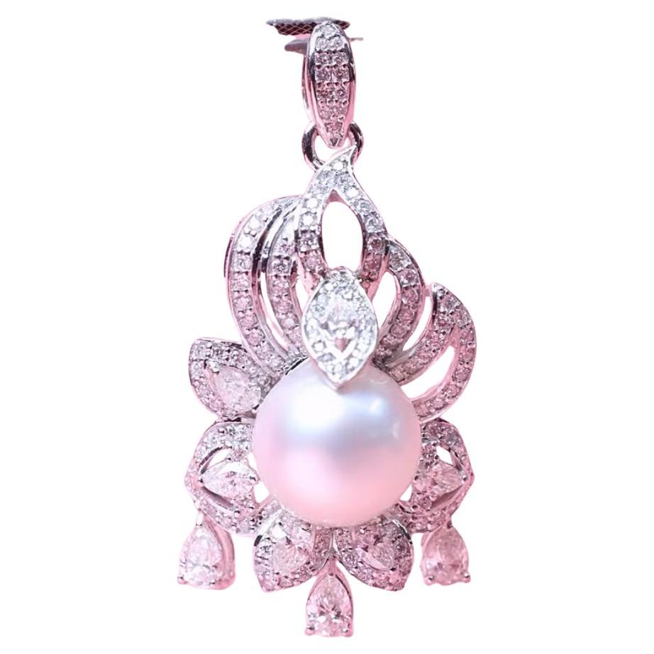 GIT Perla del Mar del Sur Certificada 2.80 Quilates Diamantes Oro 18K  Colgante