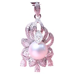 GIT Perla del Mar del Sur Certificada 2.80 Quilates Diamantes Oro 18K  Colgante
