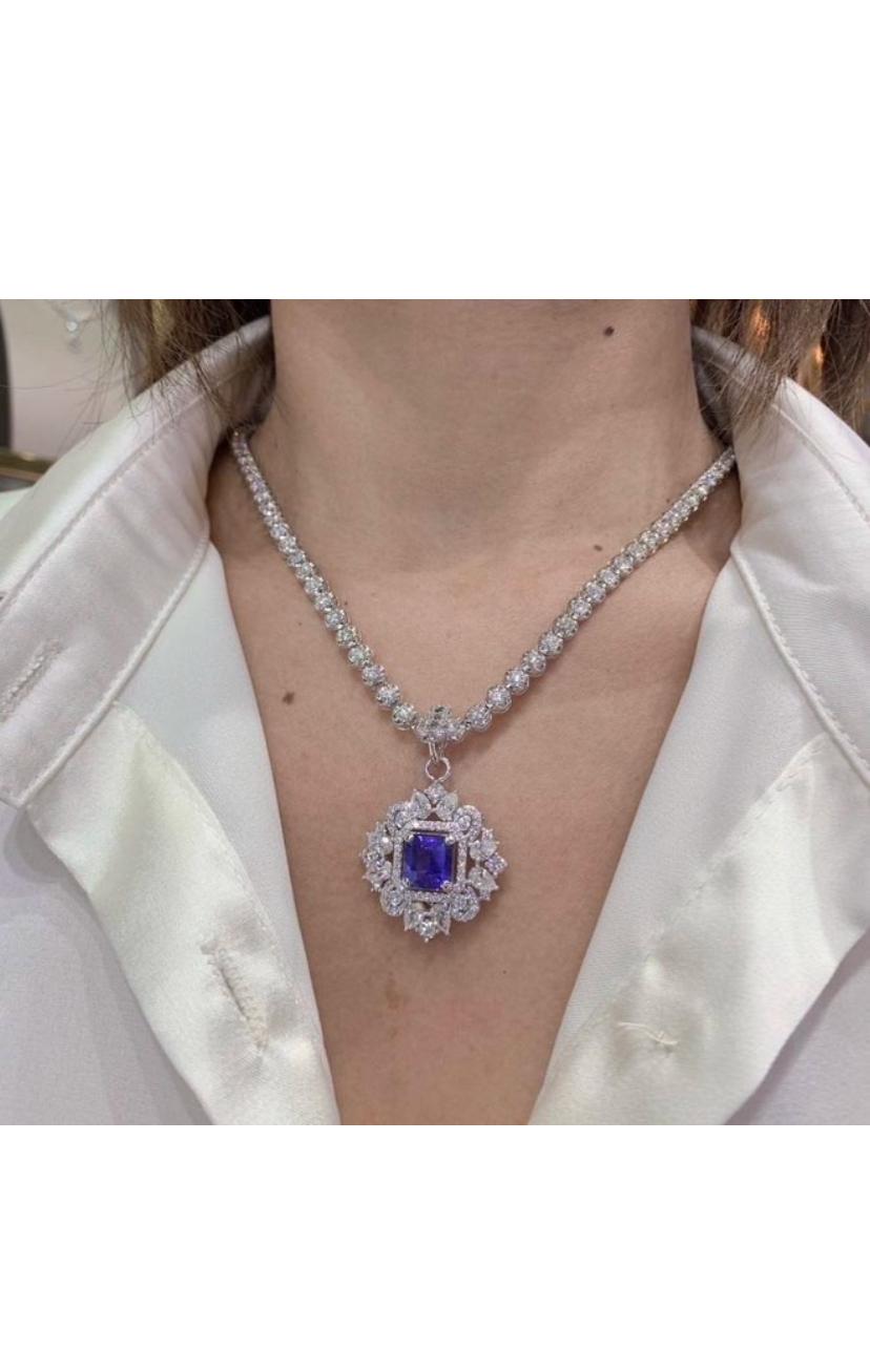 Perla dei mari del sud certificata GIT 3,60 ct Zaffiro di Ceylon 3,40 ct Ciondolo con diamanti in vendita 2