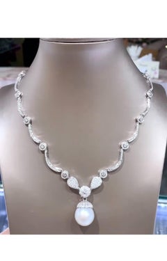 South Sea Pearl & 4ct Diamond Necklace by Designer Nikabell