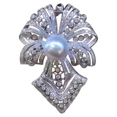 GIT-zertifizierte Südseeperle   6,60 Karat Diamanten 18k Gold Brosche/Anhänger