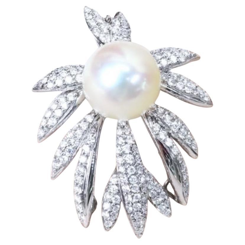 GIT Certified South Sea Pearl Diamonds Broche/Pendentif en or 18k