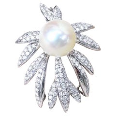 GIT Certified South Sea Pearl Diamonds Broche/Pendentif en or 18k
