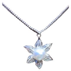 GIT Certified South Sea Pearl Diamonds 18K Gold Pendant