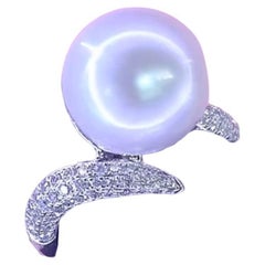 GIT Certified South Sea Pearl Diamonds 18K Gold Ring