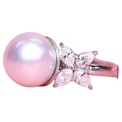 GIT Certified South Sea Pearl Diamonds 18K Gold Ring