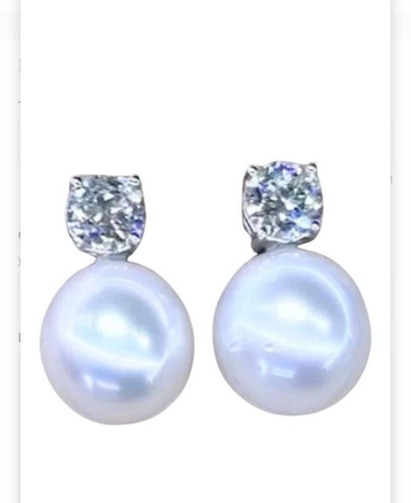Boucles d'oreilles en or 18k GIT certifié perles des mers du sud 1,00 carat de diamants en vente 1
