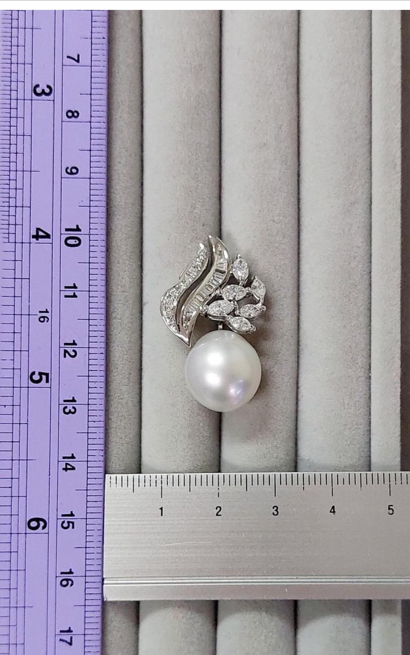 GIT Certified South Sea Pearls  2.60 Diamonds 18k Gold Earrings For Sale 2