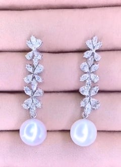 GIT Certified South Sea Pearls 2.80 Ct Diamonds 18K Gold Earrings