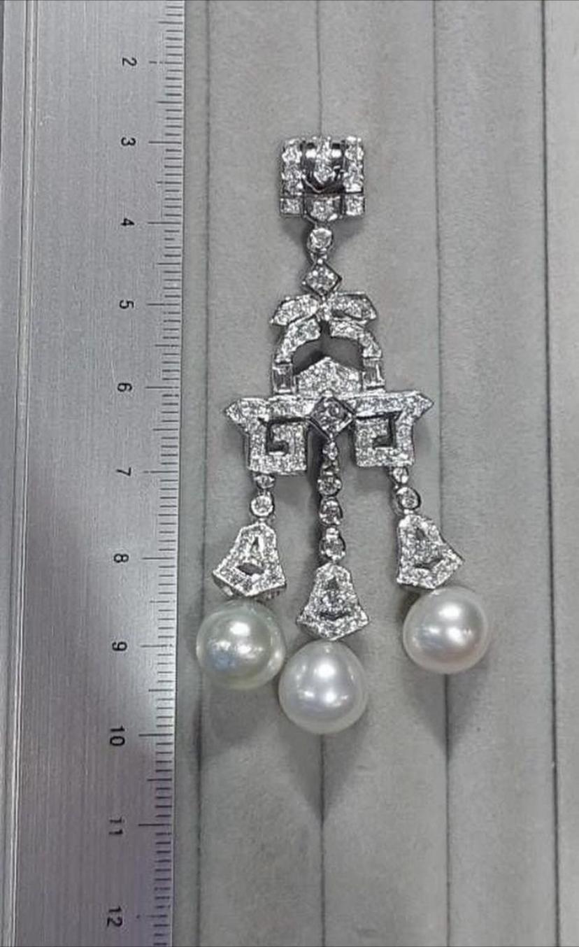 GIT Certified South Sea Pearls 4.13 Ct Diamonds 18K Gold Earrings  For Sale 3