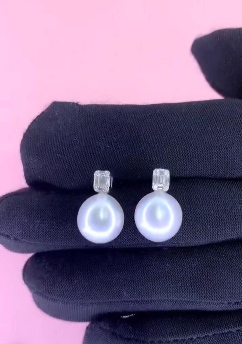 GIT-zertifizierte Südseeperlen-Diamanten-Ohrringe aus 18K Gold Damen im Angebot