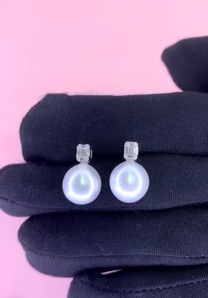 GIT-zertifizierte Südseeperlen-Diamanten-Ohrringe aus 18K Gold im Angebot 1