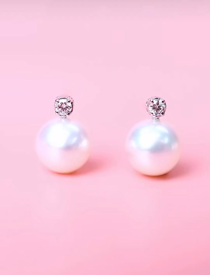 GIT Certified South Sea Pearls Diamonds 18K Gold Earrings in vendita 1