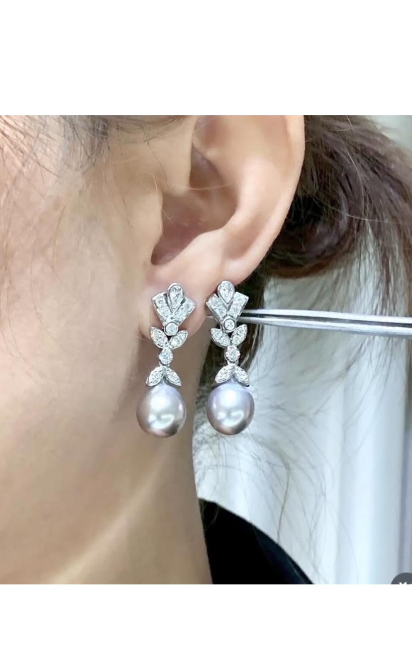 GIT Certified South Sea Pearls Diamonds 18K Gold Earrings in vendita 4