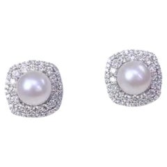 GIT Certified South Sea Pearls  Diamonds 18k Gold Earrings