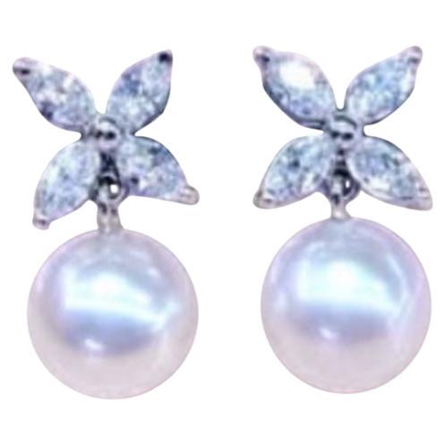 GIT Certified South Sea Pearls Diamonds 18K Gold Earrings