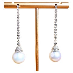 GIT Certified South Sea Pearls Diamonds 18K Gold Earrings