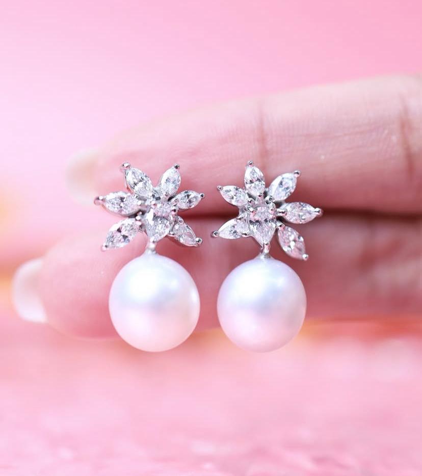 GIT Certificado Perlas del Mar del Sur Diamantes Oro 18K en venta 1
