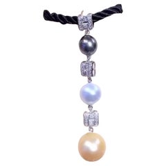 GIT Certified South Sea Pearls Diamonds 18k Gold Pendant