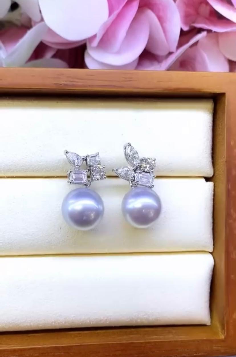 Perle dei mari del sud certificate GIT  Orecchini con diamanti naturali da 2,19 carati in oro 18 carati in vendita 1