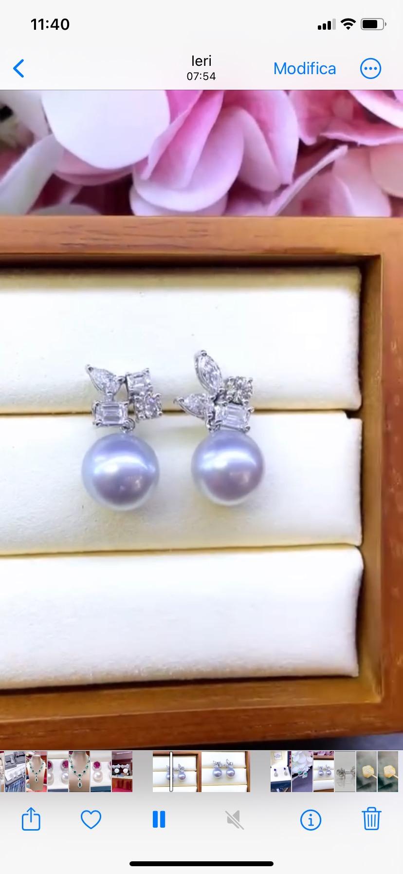 Perle dei mari del sud certificate GIT  Orecchini con diamanti naturali da 2,19 carati in oro 18 carati in vendita 2