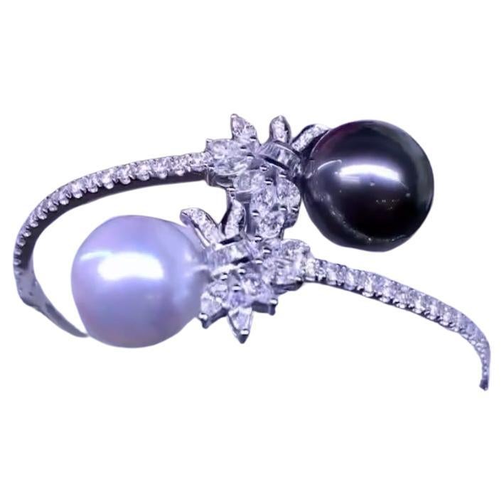 Sea du Sud certifiée GIT   Perles de Tahiti  Bracelet en or 18K avec diamants 