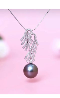 GIT Certified Tahitian Pearl Diamonds  18K Gold Pendant