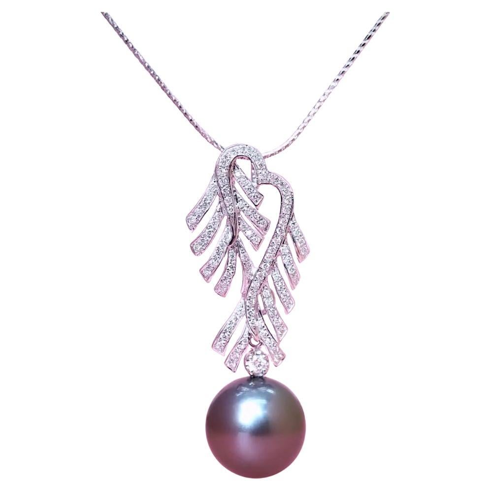 GIT Certified Tahitian Pearl Diamonds  18K Gold Pendant