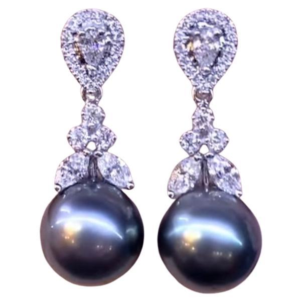 Orecchini in oro 18K con perle di Tahiti e diamanti certificati GIT