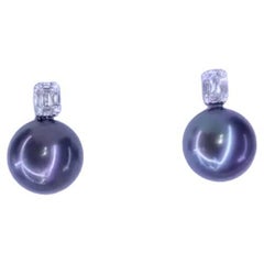 GIT-zertifizierte Tahiti-Perlen und Diamanten 18K Gold Ohrringe