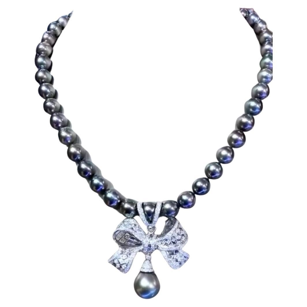 GIT Zertifizierte Tahiti-Südsee-Perlen 18k Gold Halskette 