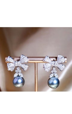 18K Gold Earrings with Pearls & Diamonds