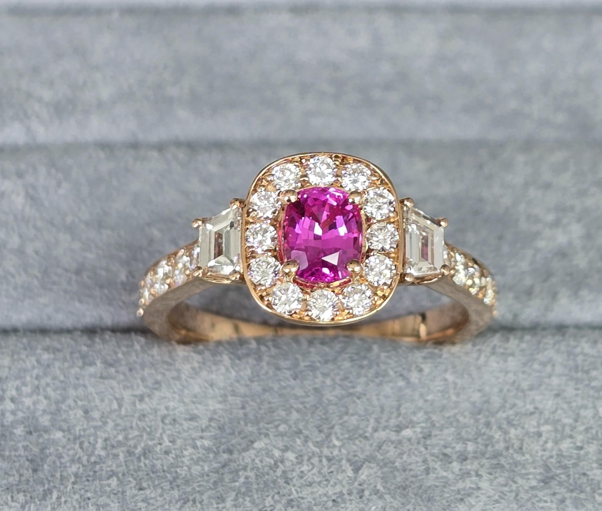 GIT & GFCO Certified Ceylon Pink Sapphire Ring For Sale 5