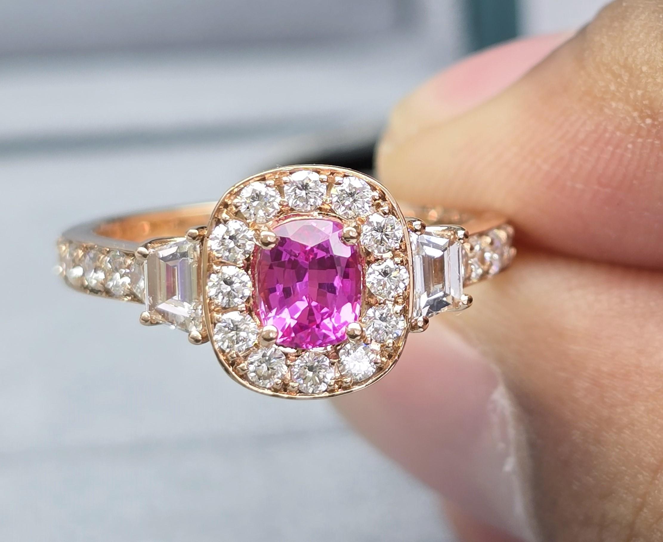 GIT & GFCO Certified Ceylon Pink Sapphire Ring For Sale 6