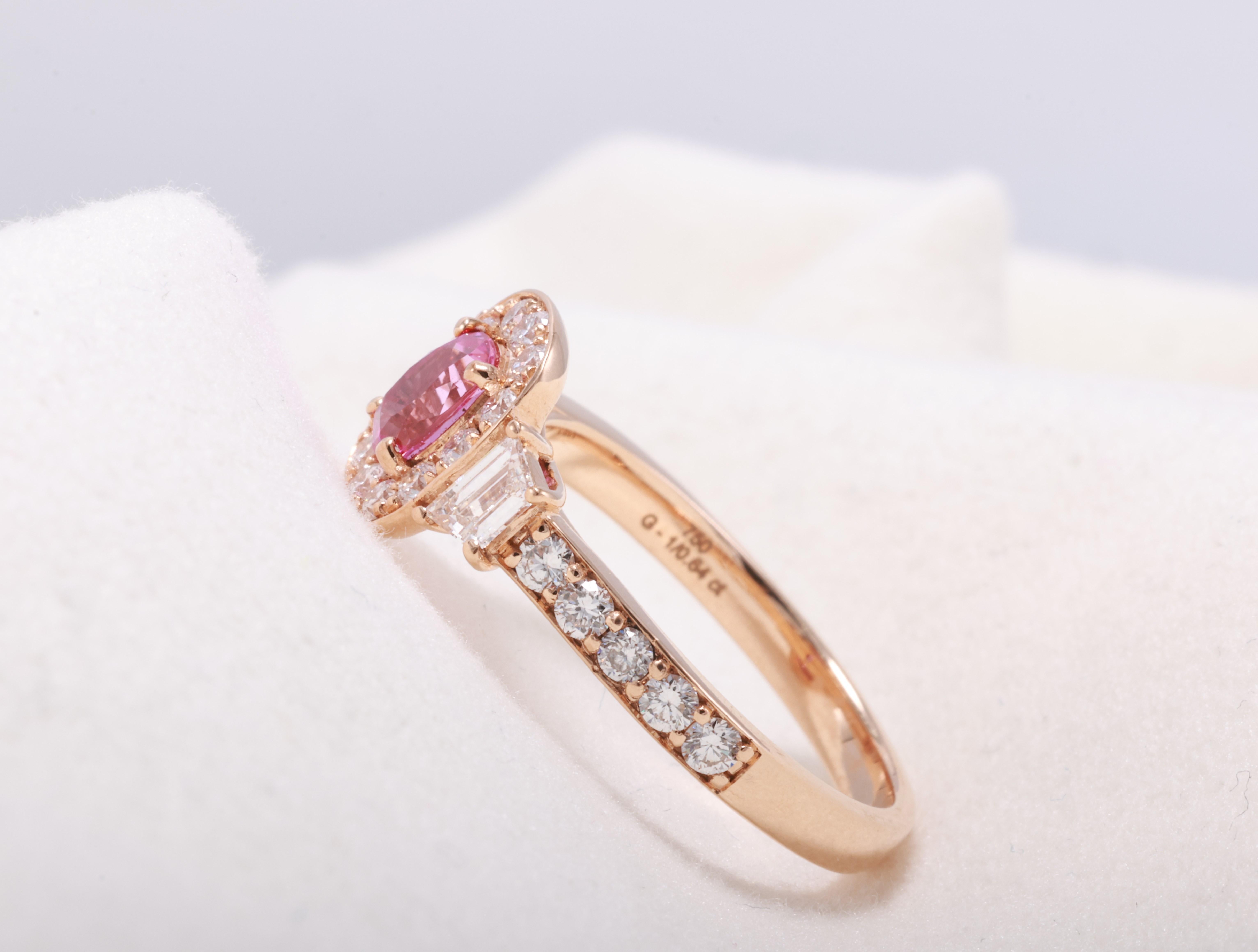 GIT & GFCO Certified Ceylon Pink Sapphire Ring For Sale 7